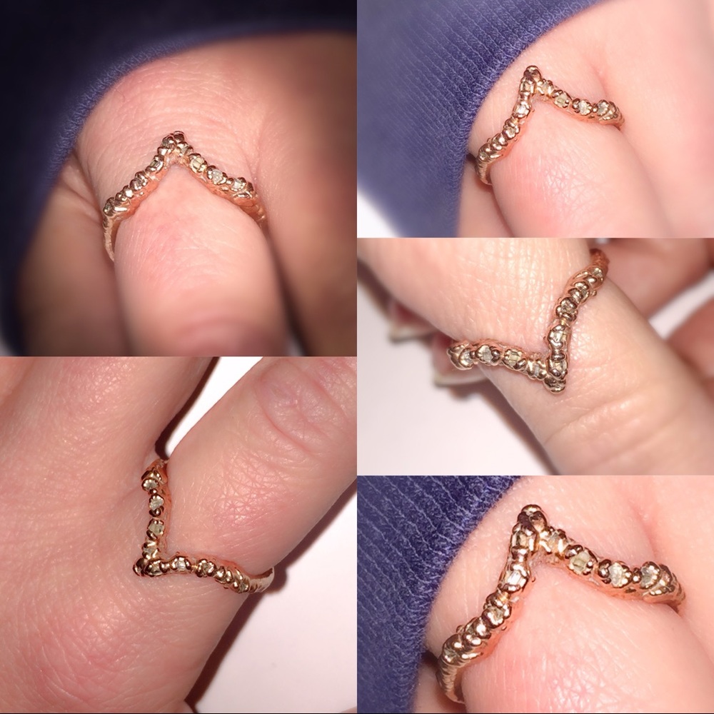 Herkimer Diamond V half eternity band ring 8.5